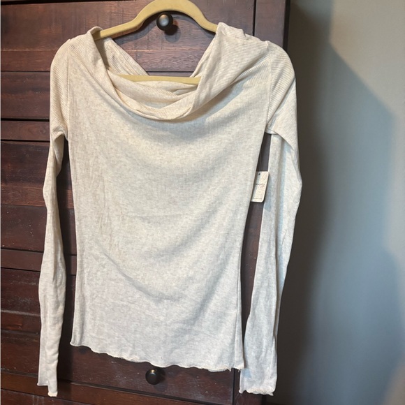 FP Big Love Rib Off The Shoulder Long Sleeve - Small Oatmeal Heather NWT - Picture 2 of 7